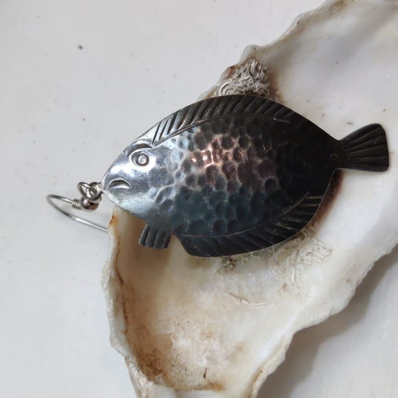 Taxco Jewelry - TAXCO SILVER flounder fish earrings